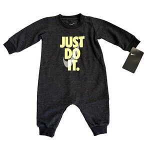 Nike Baby Boy Coverall Footless Heather Black 3 months Logo Snap